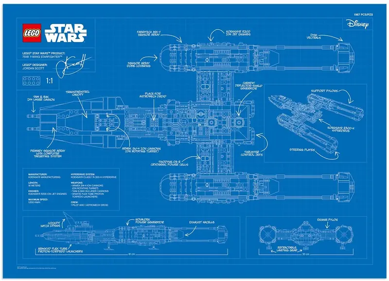 LEGO 5005624 UCS Y-Wing Blueprint Poster