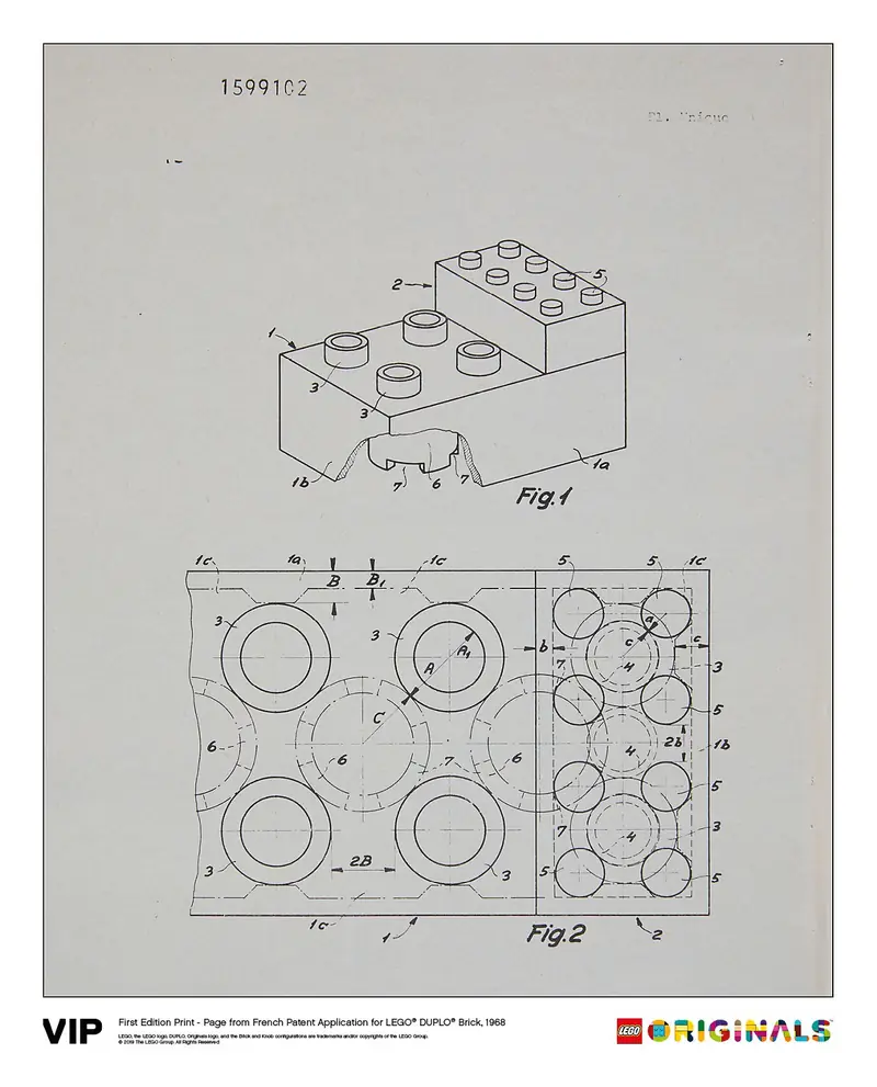 LEGO 5005998 French Patent LEGO DUPLO Brick 1968