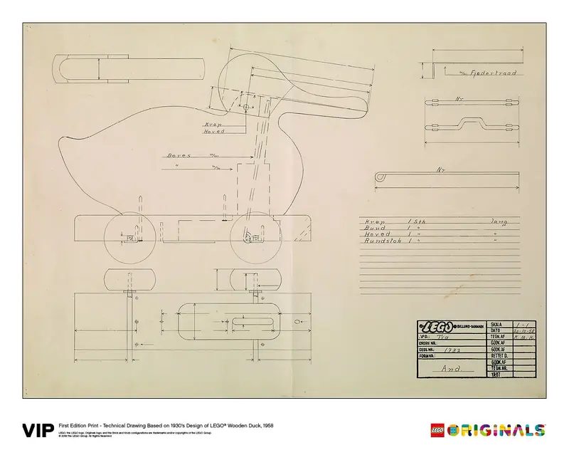 LEGO 5005999 1st Edition of Wooden Duck Print, 1958