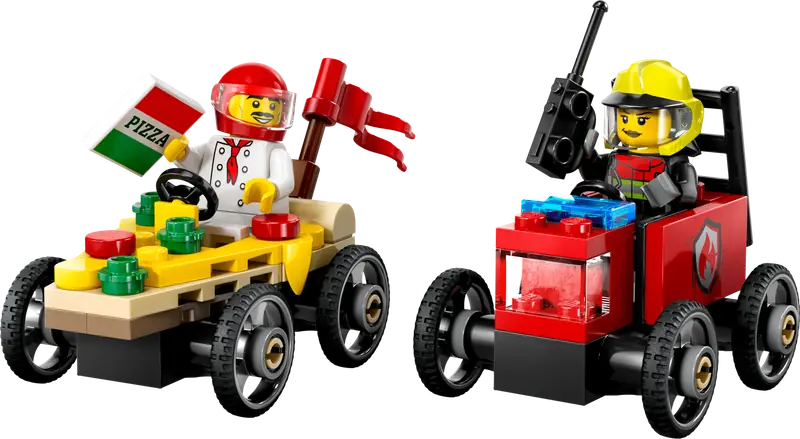 LEGO 60458 Zestaw wyścigówek: pizza kontra wóz strażacki