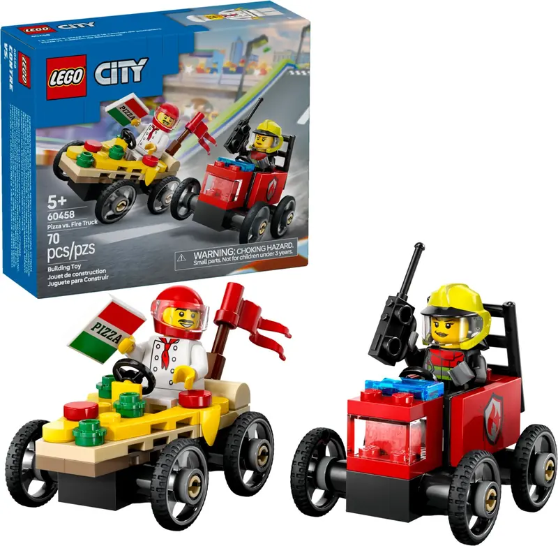 LEGO 60458 Zestaw wyścigówek: pizza kontra wóz strażacki zdjęcie 3