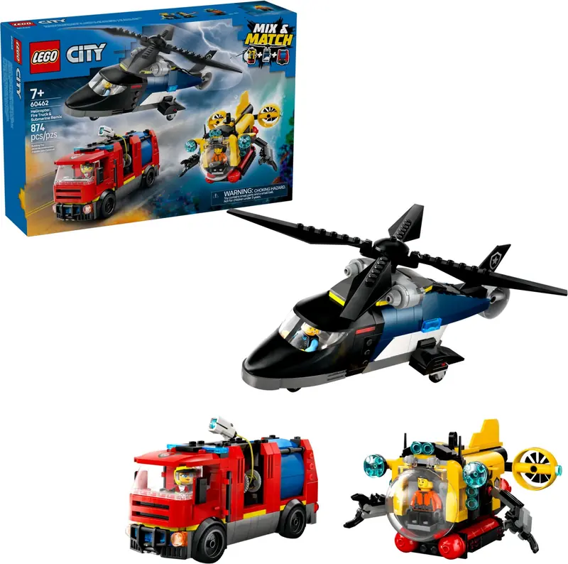 LEGO 60462 Zestaw z helikopterem, wozem strażackim i łodzią podwodną zdjęcie 3