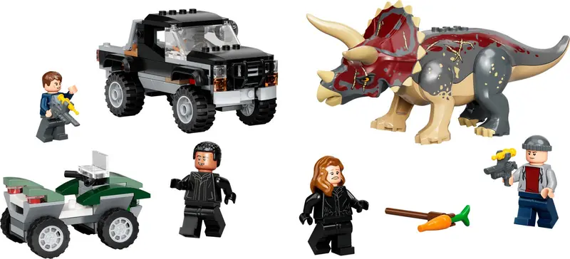 LEGO 76950 Triceratops i zasadzka z pick-upem