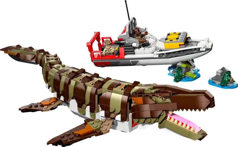 LEGO 76974 Misja na łodzi i model mozazaura