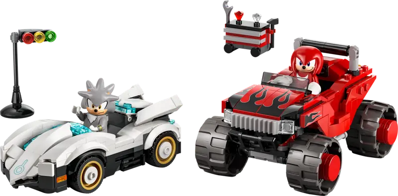 LEGO 77118 Silver w samochodzie kontra Knuckles w monster trucku